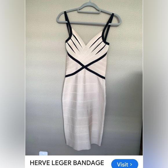 Herve Leger Beige and Black Mini Dress - Picture 6 of 12